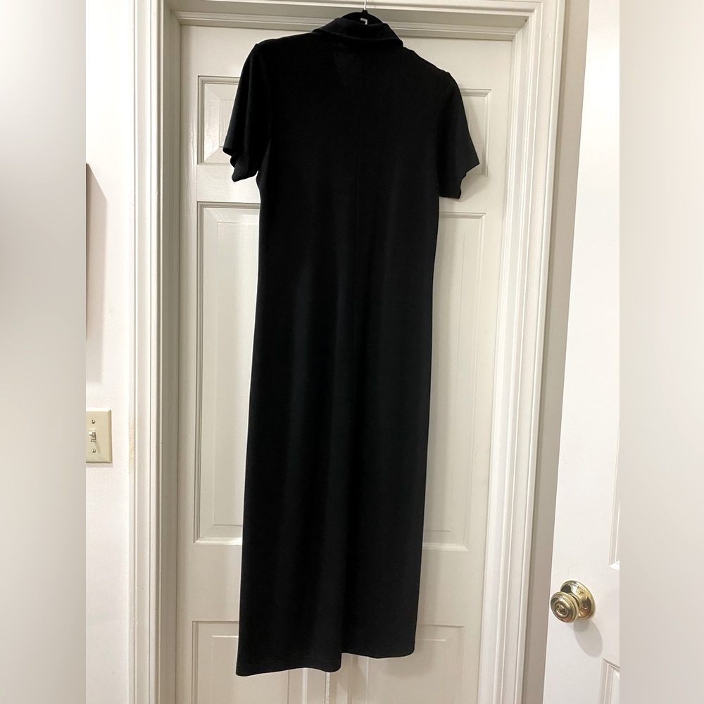 Talbots Classic Long Black Shirtdress Dress, 8 petite, easy care, no wrinkle